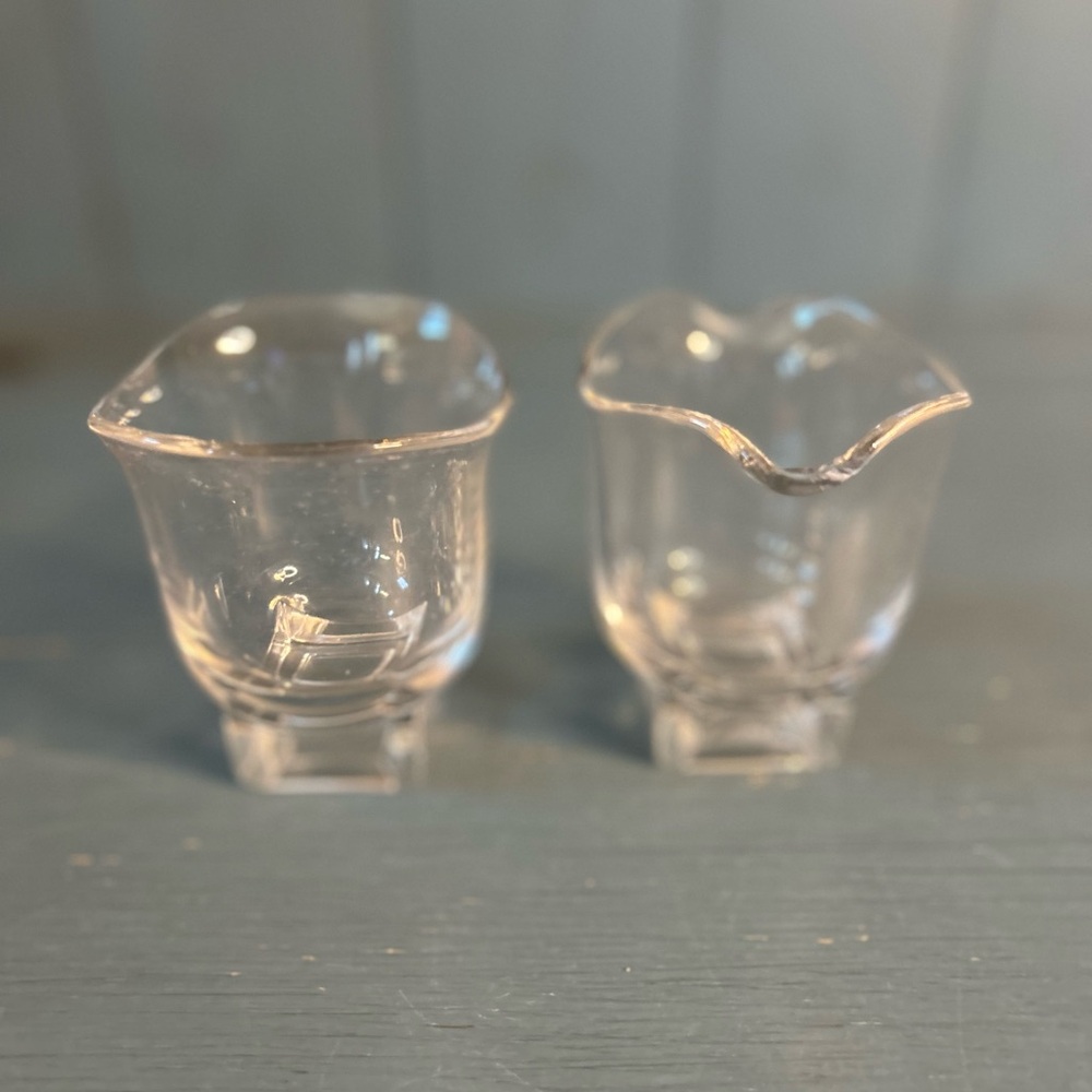 MCM Cambridge SQUARE Cream Pitcher & Open Sugar Elegant Glass 1951-1958